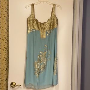 Nicole Miller Teal Grecian Gown